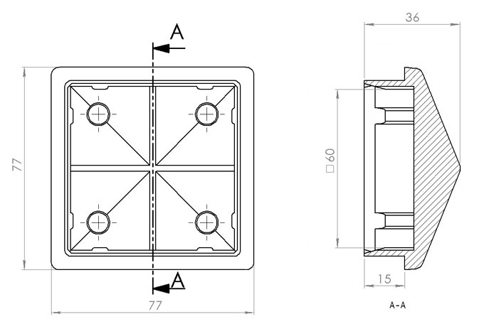 Схема внешней заглушки-домик 60х60